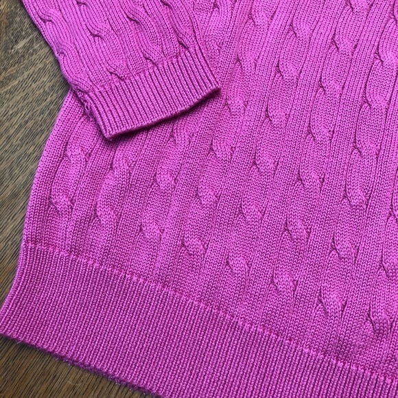 Ann Taylor Scoop Neck Pink Cable Knit Sweater - Picture 4 of 5